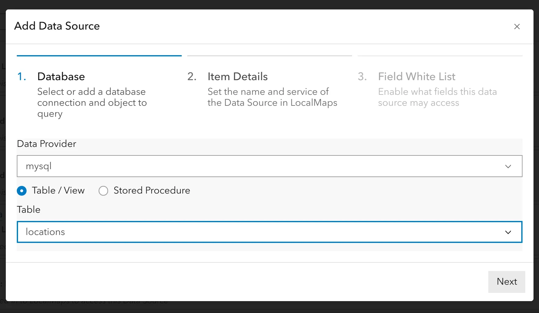 Datasource Database Input Name
