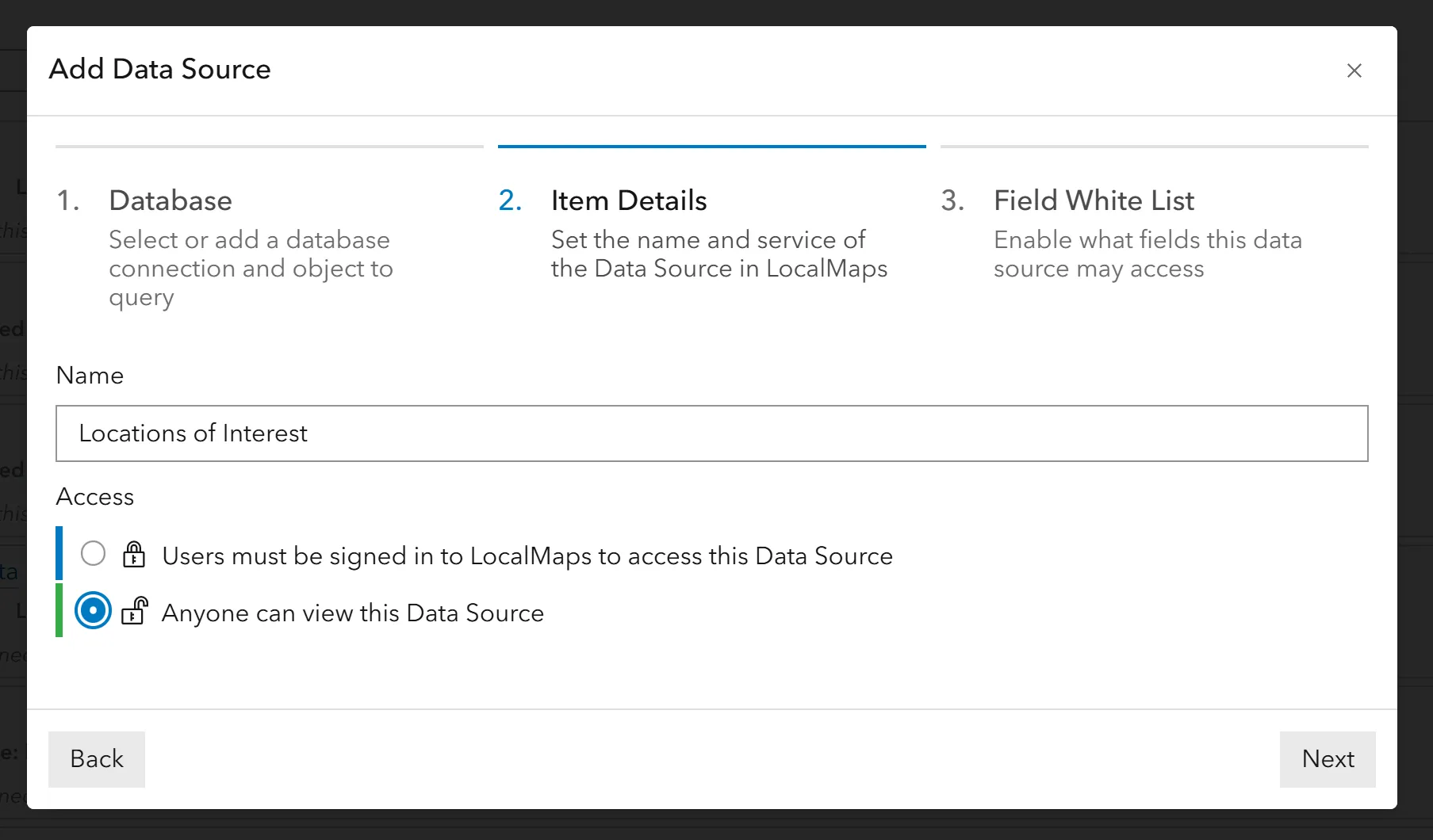 Datasource Database Field White List