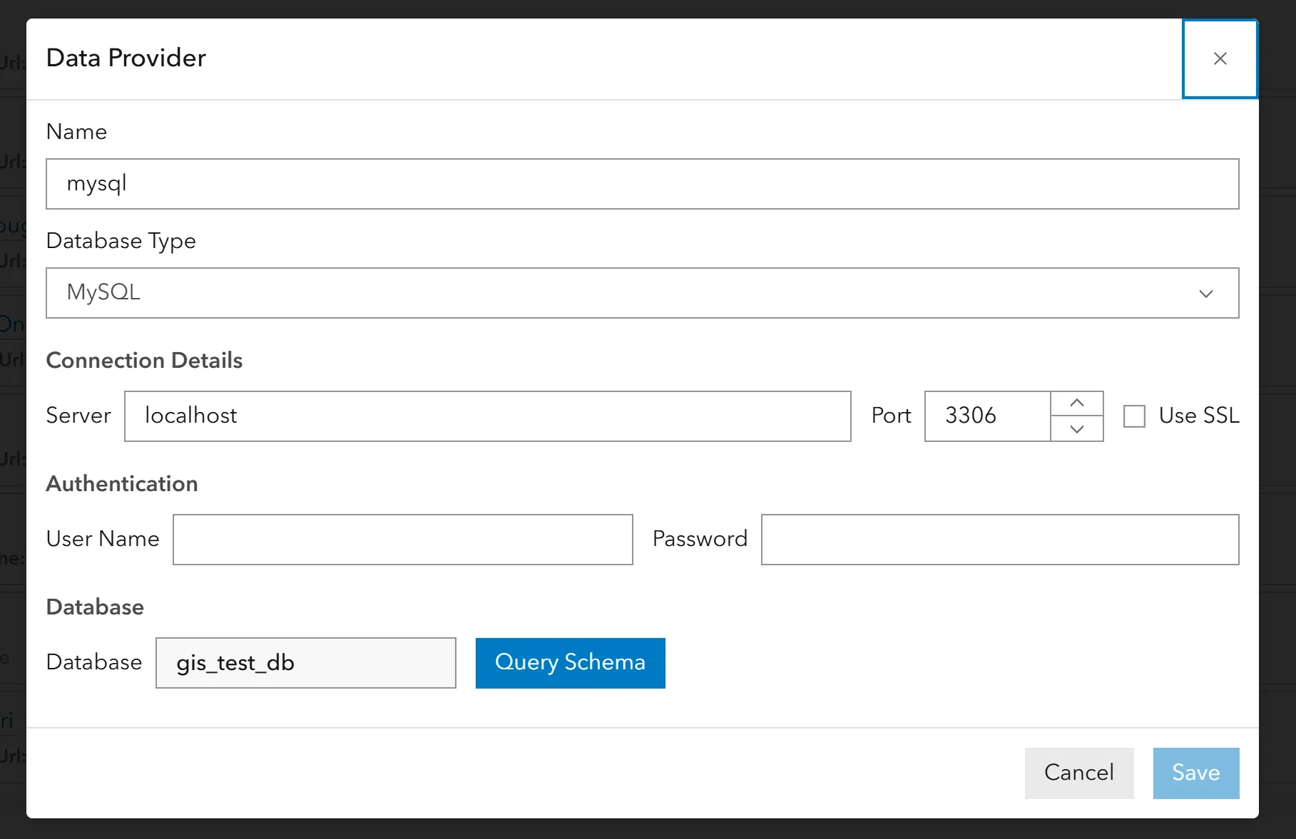 Datasource Database Provider Form