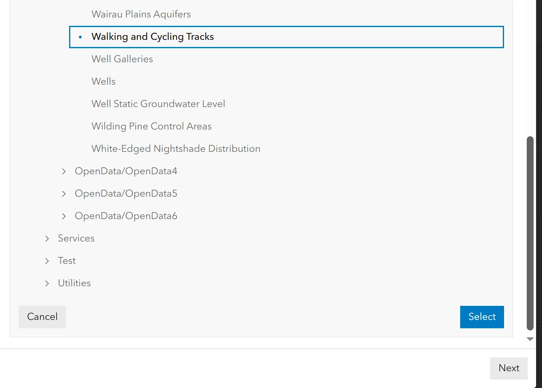 Datasource ArcGIS Service Selected