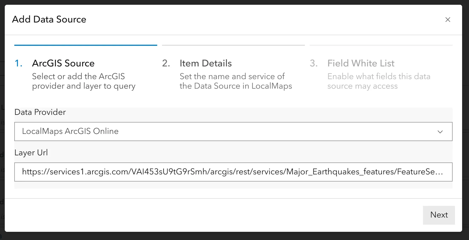 Datasource ArcGIS Layer URL