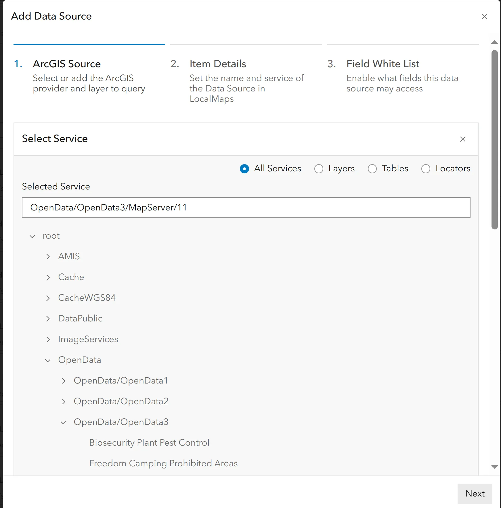 Datasource ArcGIS Browse Services