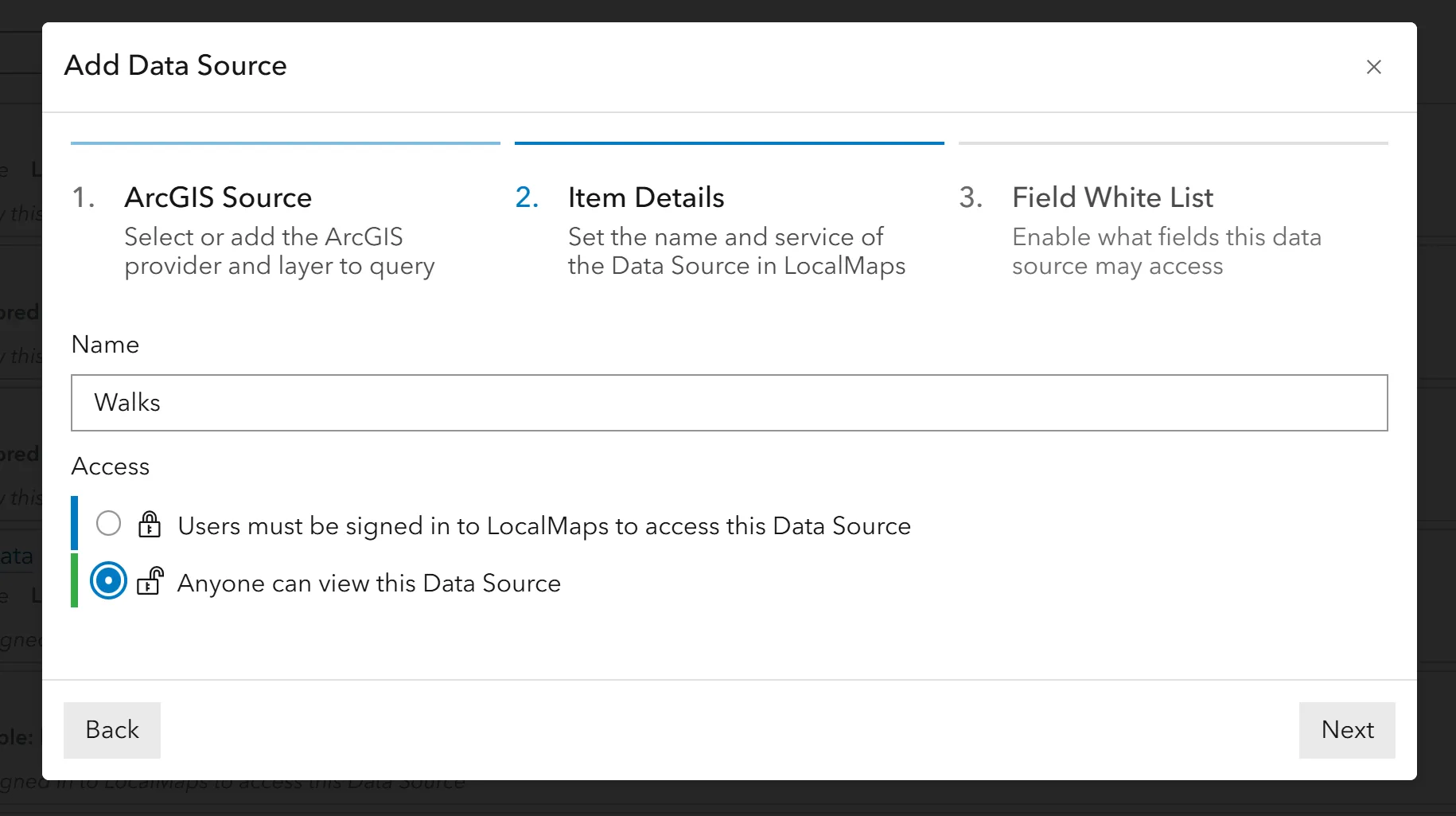 Datasource ArcGIS Item Details