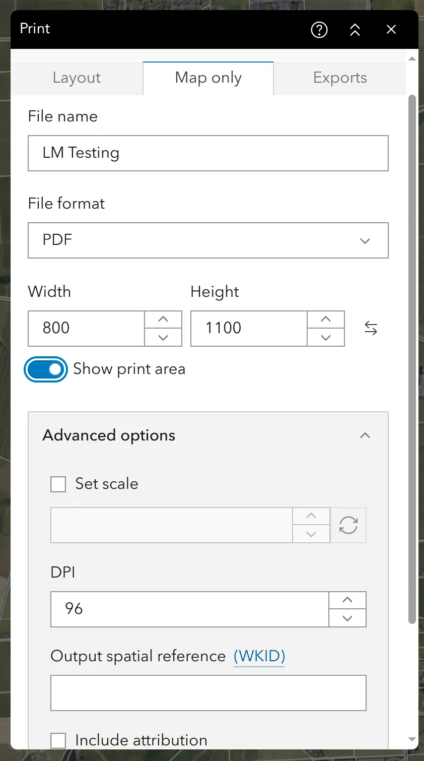 Print Widget Map Only